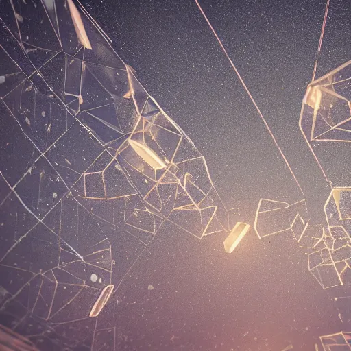 Prompt: falling lights in crystal clusters buoying you into the future the intricate beauty of the rock music fades in the heavens are here, 8 k, octane render