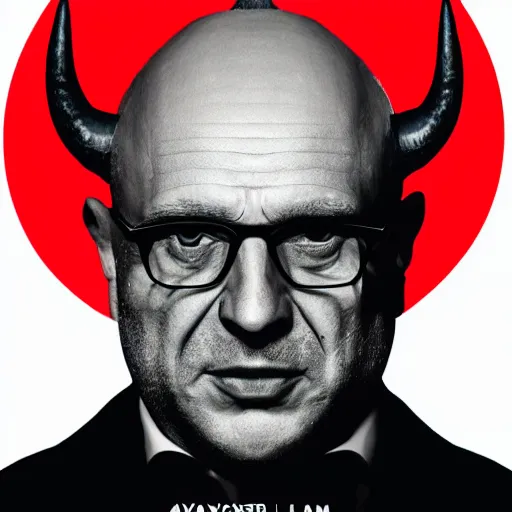 Prompt: avram glazer as the devil reincarnate, owner of manchester united football club, portrait, pure evil, devils horns, avram glazer, satan, hell, 8 k, hyperrealism, symmetry, cinematic lighting - h 9 6 0