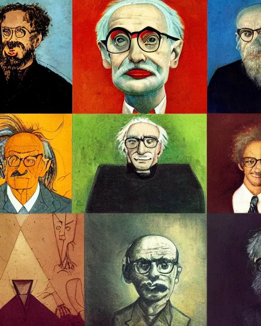 Image similar to portrait isaac asimov stephen hawking albert einstein isaac newton greg rutkowski dan witz paul klee jamie wyeth victo ngai