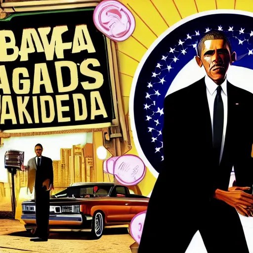 Image similar to Barack Obama Gangster wearing a Tuxedo on the cover of gta San Andreas