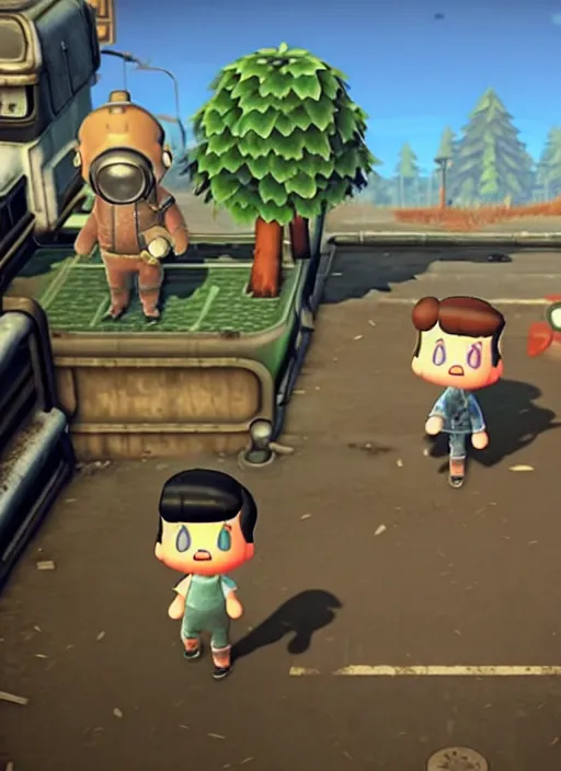 Image similar to screen shot from the fallout 4 crossover with animal crossing, ps 5