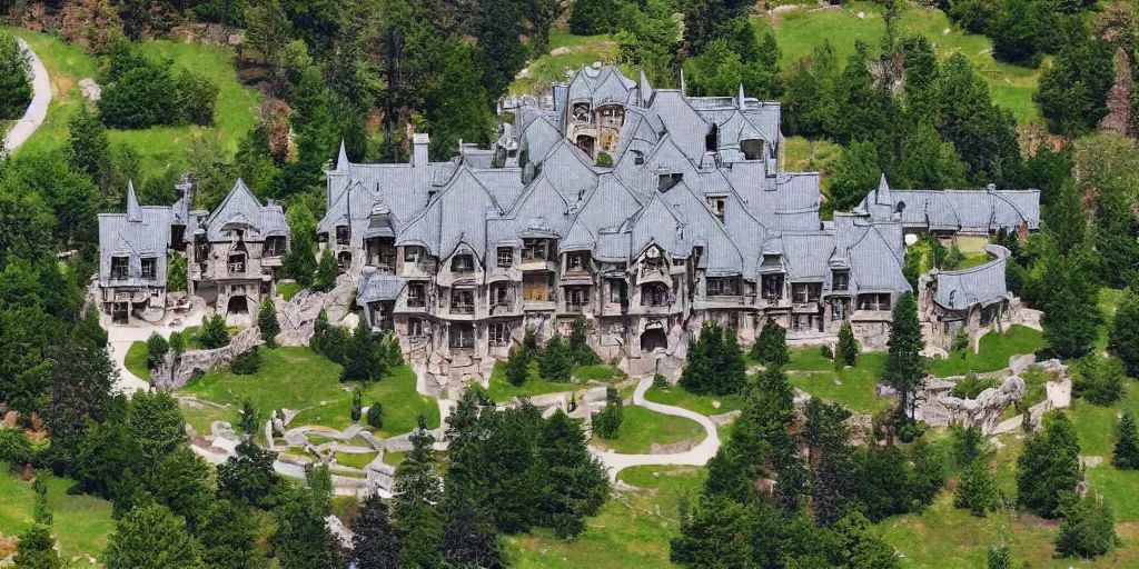 Image similar to large residence in the style of rivendell