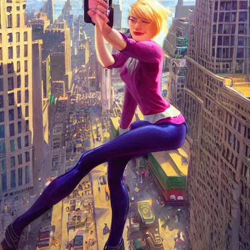 Gwen Stacy taking a selfie while swinging through New | Stable ...