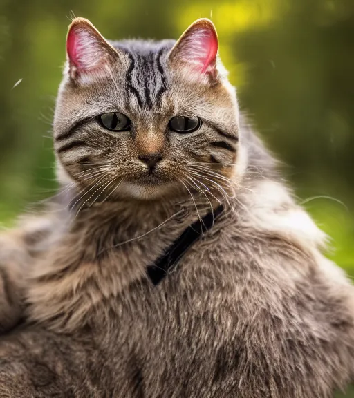 Prompt: award winning 5 5 mm portrait photo of an admiral cat in full military outfit and aviators, in a park by luis royo. soft light. sony a 7 r iv