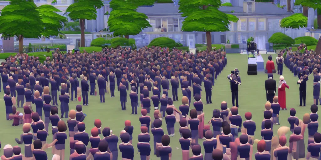 Prompt: a presidential inauguration in The Sims 4