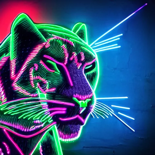 Image similar to a neon cyberpunk jaguar