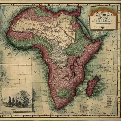 Prompt: early exploratory map of Africa