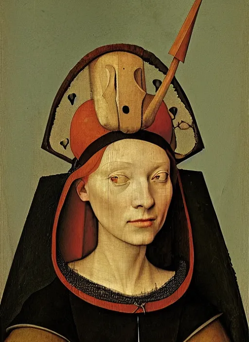 Image similar to portrait of young woman in renaissance dress and renaissance headdress, art by hieronymus bosch