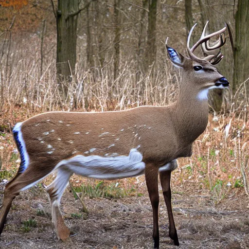 Prompt: a deer covered in feathers