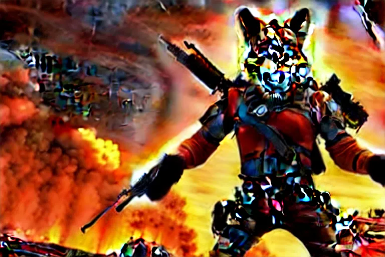 Image similar to nick wilde, heavily armed and armored facing down armageddon in a dark and gritty reboot from the makers of mad max : fury road : witness me