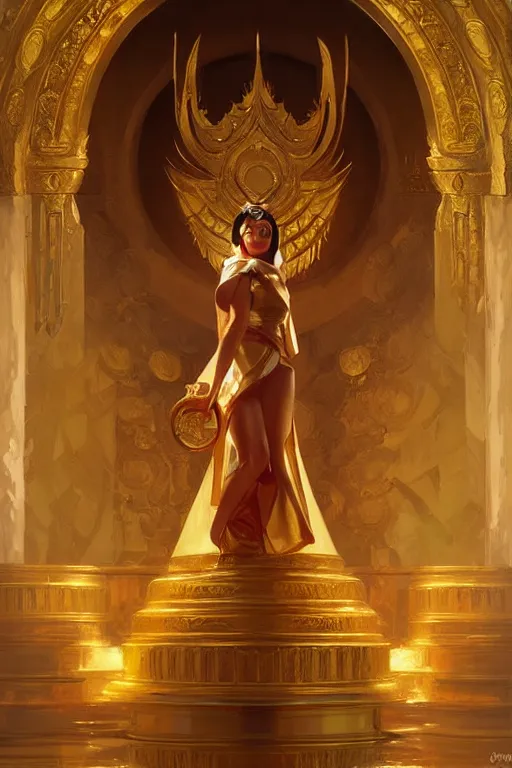 Prompt: temple, gold, painting by greg rutkowski, j. c. leyendecker, artgerm