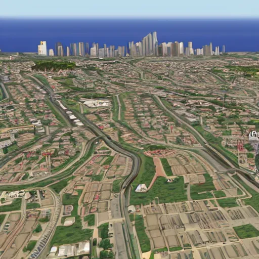 Prompt: los santos from gta san andreas viewed with google earth