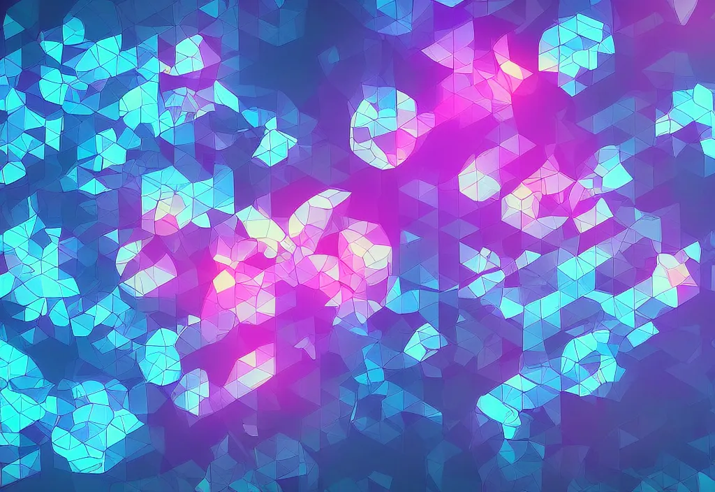 Image similar to cyber security polygon hexagons lighting sharp focus in cyberpunk aesthetic digital painting