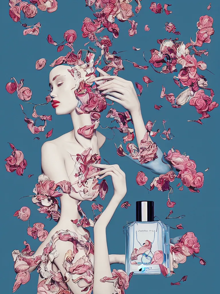 Prompt: fragrance advertising campaign by james jean