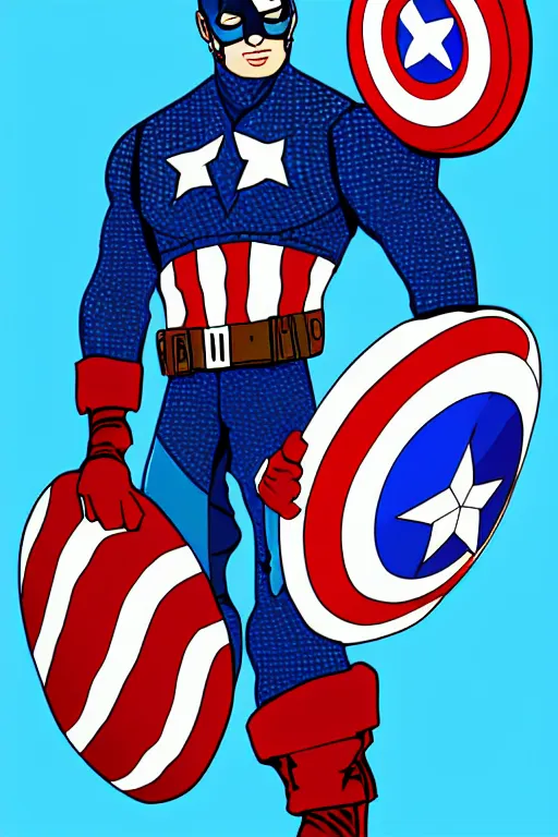 Image similar to Captain America high quality digital painting in the style of Lisa Frank