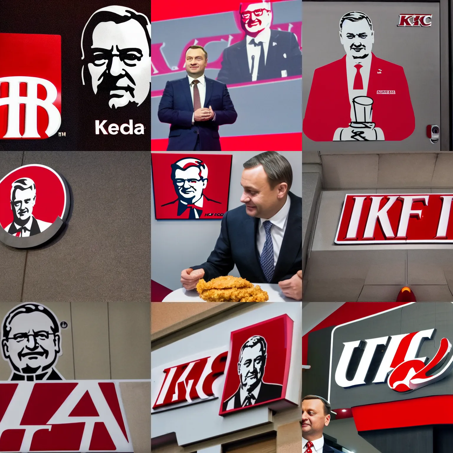 Prompt: KFC logo with Andrzej Duda