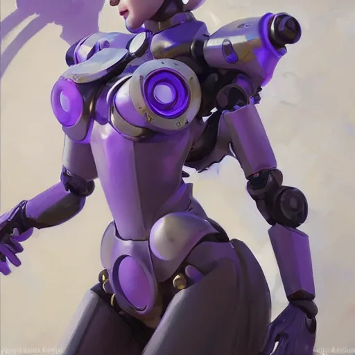 Image similar to greg manchess portrait painting of robotic violet evergarden as overwatch character, medium shot, asymmetrical, profile picture, organic painting, sunny day, matte painting, bold shapes, hard edges, street art, trending on artstation, by huang guangjian, gil elvgren, ruan jia, greg rutkowski, gaston bussiere