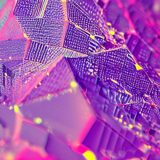 Prompt: macrophoto crystalline structures, complex, vaporwave, tiltshift 4 k