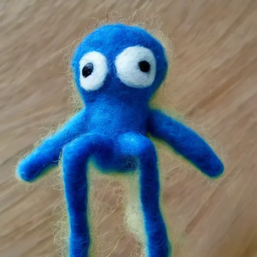 Image similar to a needle felted inkling, needle felting art.