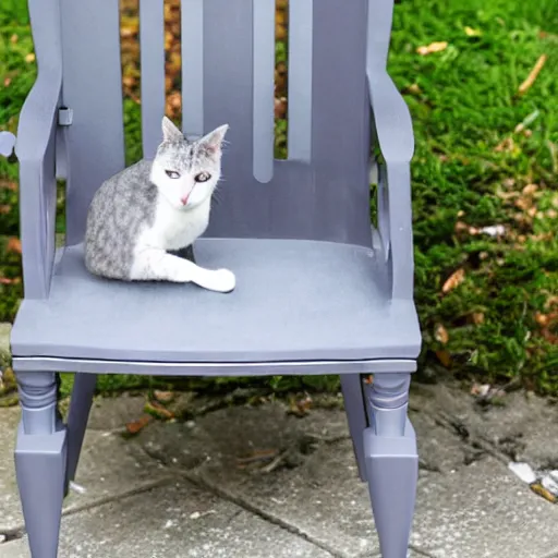 Prompt: a gray chair with a cat on it