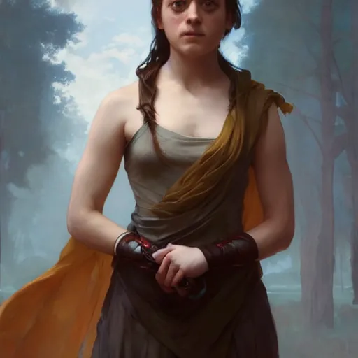 Image similar to arya stark as venus, masterpiece 4k digital illustration by Ruan Jia and Mandy Jurgens and Artgerm and william-adolphe bouguereau, highly detailed, trending on artstation, award winning,