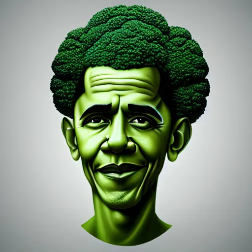 Image similar to barack obama is fused into broccoli, hyperdetailed, artstation, cgsociety, 8 k