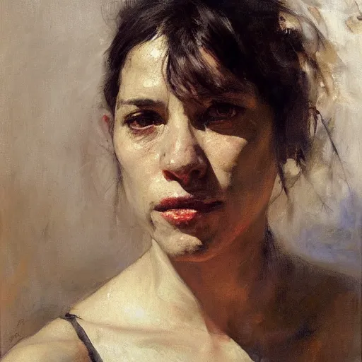 Prompt: portrait of an emotional paz ortega andrade, by jeremy mann, anders zorn