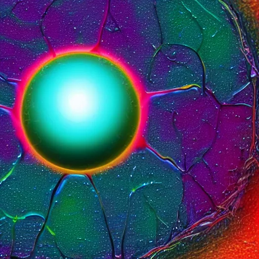 Prompt: a close up photo of an atom, colorful, macro, hyperdetailed