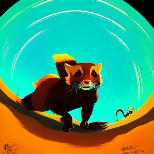 Prompt: curved perspective, extreme narrow, extreme fisheye, digital art of a marten animal by anton fadeev from nightmare before christmas