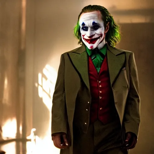 Image similar to stunning awe inspiring ( robin williams ) as the joker 8 k hdr movie still atmospheric lighting