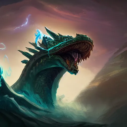 Image similar to The epic thunder serpent dragon, epic fantasy style, in the style of Greg Rutkowski, hearthstone artwork