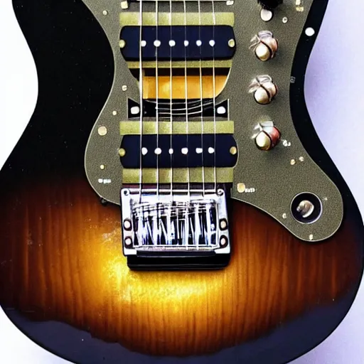 Prompt: an electric guitar made entirely out of metal