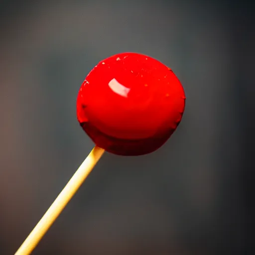 Image similar to extreme close up on an red lollipop, 120mm macro lens, detailed