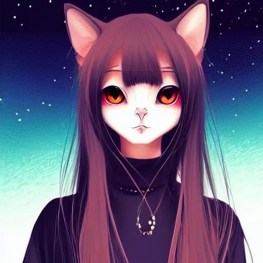a beautiful cat, anime graphic illustration, wearing | Stable Diffusion ...