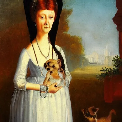 Prompt: the 'Lady with an Ermine' painting