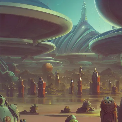 Prompt: a martian colony, digital painting by peter mohrbacher, moebius, daniel taylor, darius puia, and studio ghibli, sci fi, toon shading