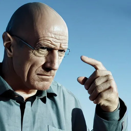 Prompt: a human face on the tip of a finger, breaking bad better call saul promotional imagery, mike ehrmantraut
