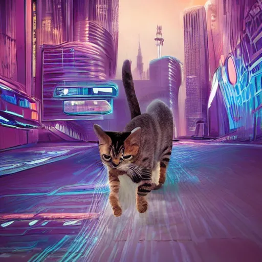 Prompt: a cat in a futuristic city