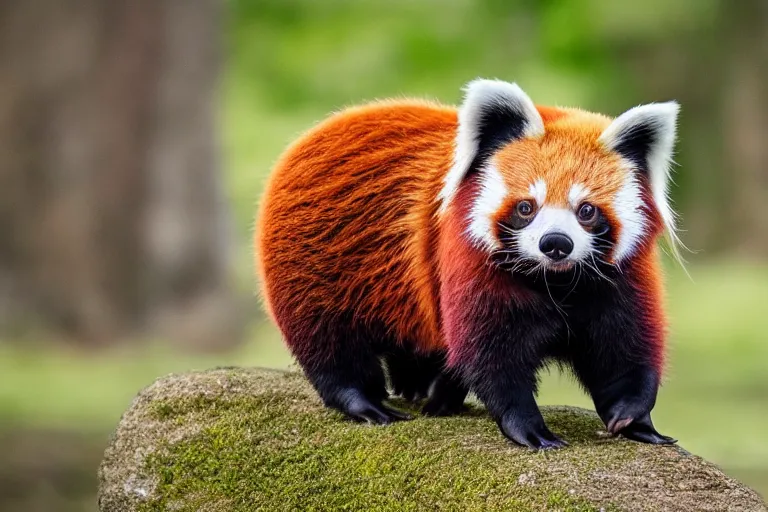 Image similar to a pig red panda!!! hybrid! hyper realistic!! realistic lighting!! wildlife photographer of the year!!! bold natural colors, national geographic, hd, wide angle, 8 k