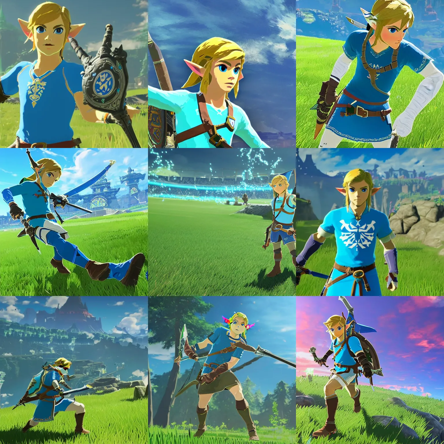 Prompt: screenshot of link from zelda breath of the wild in fifa 2 1, manchester city, ea sport, rtx geforce experience, best graphics