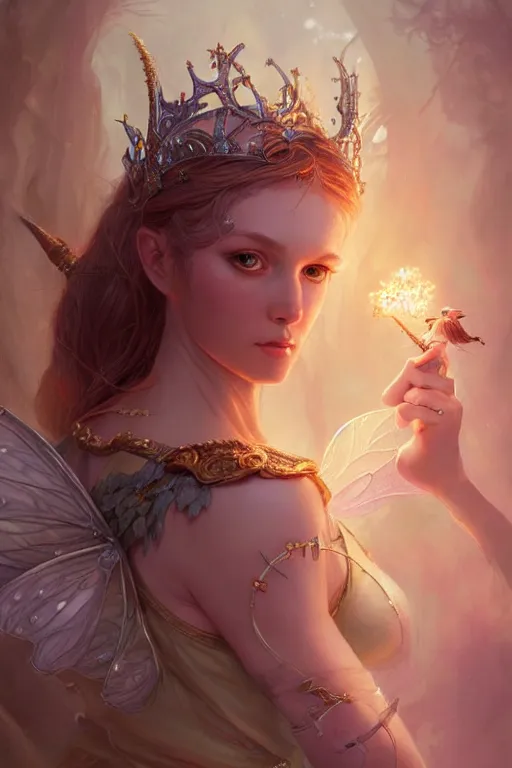 Image similar to fairy princess, highly detailed, d & d, fantasy, highly detailed, digital painting, trending on artstation, concept art, sharp focus, illustration, art by artgerm and greg rutkowski and magali villeneuve