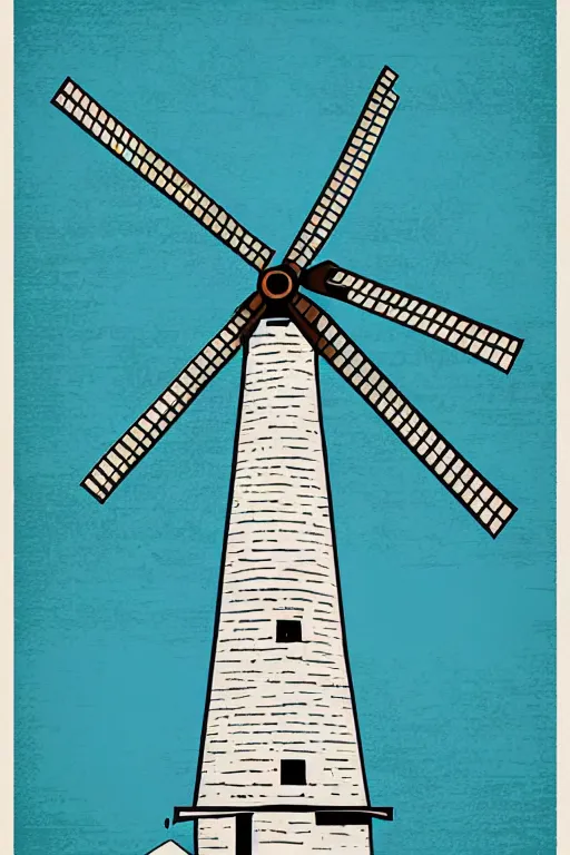 Prompt: minimalist boho style art of a an old windmill, illustration, vector art