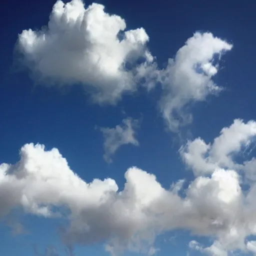 Prompt: fluffy clouds shaped@like animals.