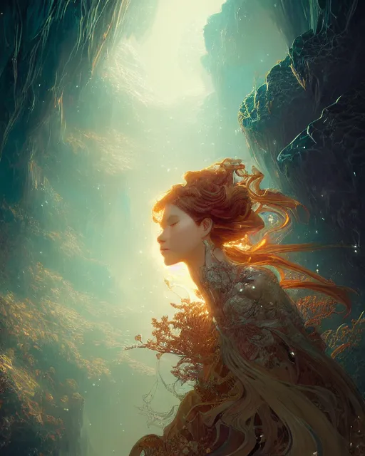 Prompt: fantasy violin, fractal crystal, beauty portrait, by WLOP and Victo ngai, lineage 2 revolution style, unreal engine, beautifully lit, highly detailed, fantasy art by Craig Mullins and Thomas Kinkade