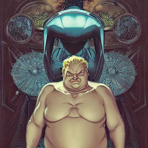 Image similar to portrait of baron vladimir harkonnen, symmetrical, by yoichi hatakenaka, masamune shirow, josan gonzales and dan mumford, ayami kojima, takato yamamoto, barclay shaw, karol bak