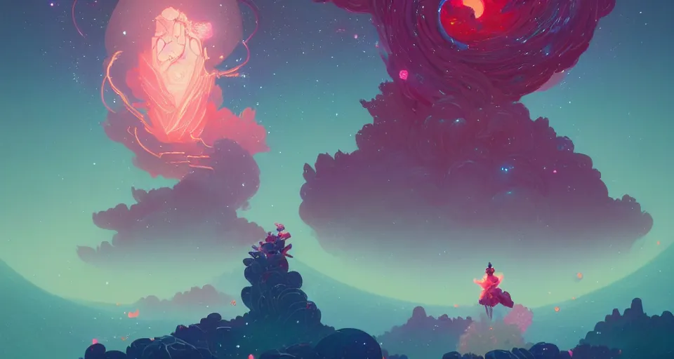 Image similar to a source of light surrounded with spiriling sparkling rose crystals and galaxies, by peter mohrbacher, hyper light drifter color pallet, ukiyo - e trending on artstation