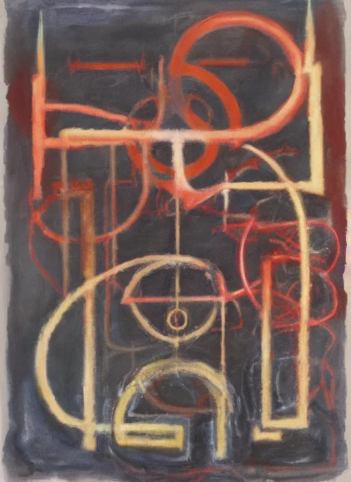 Prompt: biomechanical talisman of a formula for mind transference by maggi mcdonald, mark rothko, sabina klein