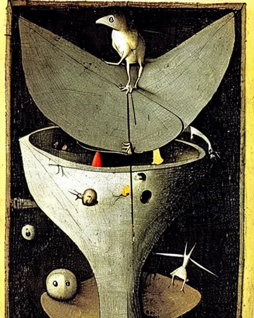 Image similar to hieronymus bosch's funnel bird