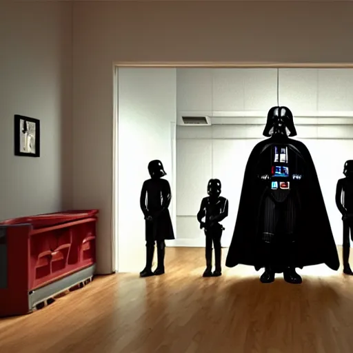 Prompt: “Darth Vader in school room with kids, movie scene, ultra realistic, rendered with unreal 5 engine”