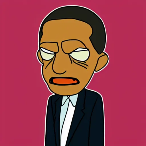 Prompt: Barack Obama, in Rick and Morty art style